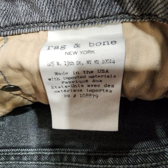 Rag & Bone Men's Standard Issue Fit 1 Extra Slim Button Fly Gray Jeans Size 31 - Picture 4 of 6